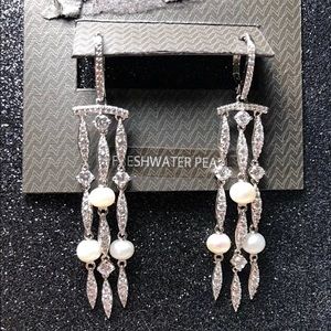 Nadri Freshwater Pearl and Crystal Earrings